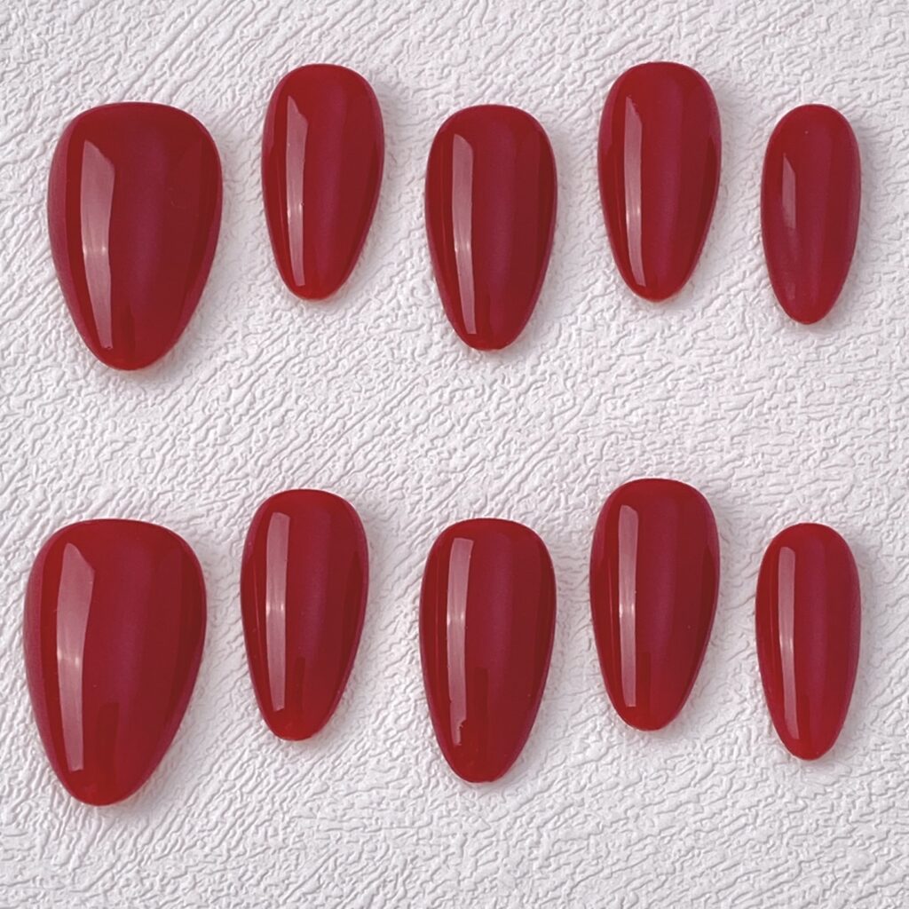 Handmade Press on Nails Bright Red Best Press on Nails Natural Fake Nails from MANITIPS