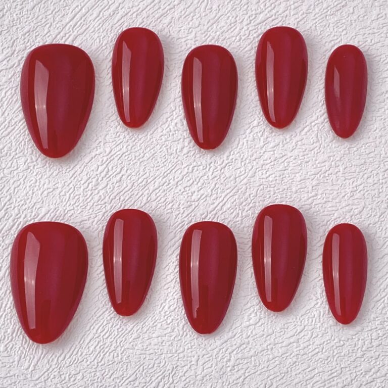 Handmade Press on Nails Bright Red Best Press on Nails Natural Fake Nails from MANITIPS