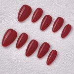 Handmade Press on Nails Bright Red Best Press on Nails Natural Fake Nails from MANITIPS