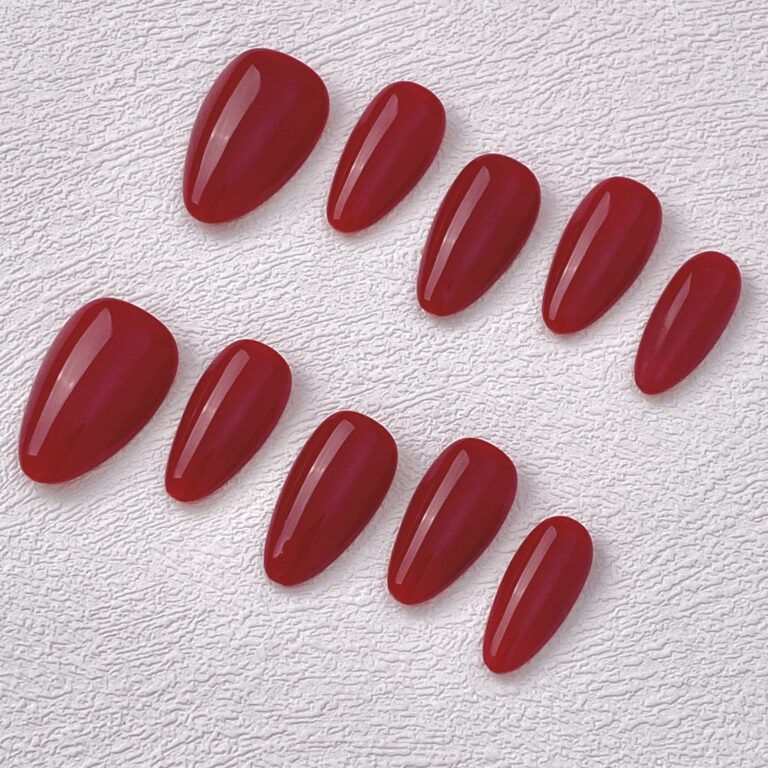 Handmade Press on Nails Bright Red Best Press on Nails Natural Fake Nails from MANITIPS