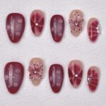 Handmade Press on Nails Flower & Dewdrop
