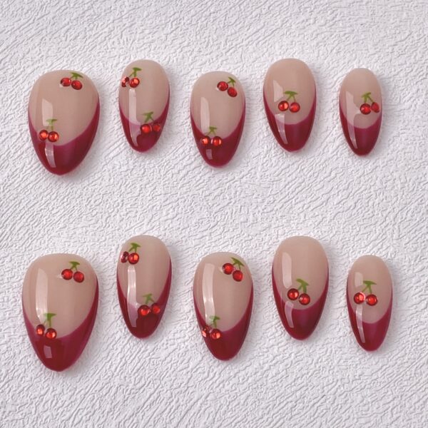 Handmade Press on Nails Ripe Cherry Best Press on Nails Natural Fake Nails from ManiTips