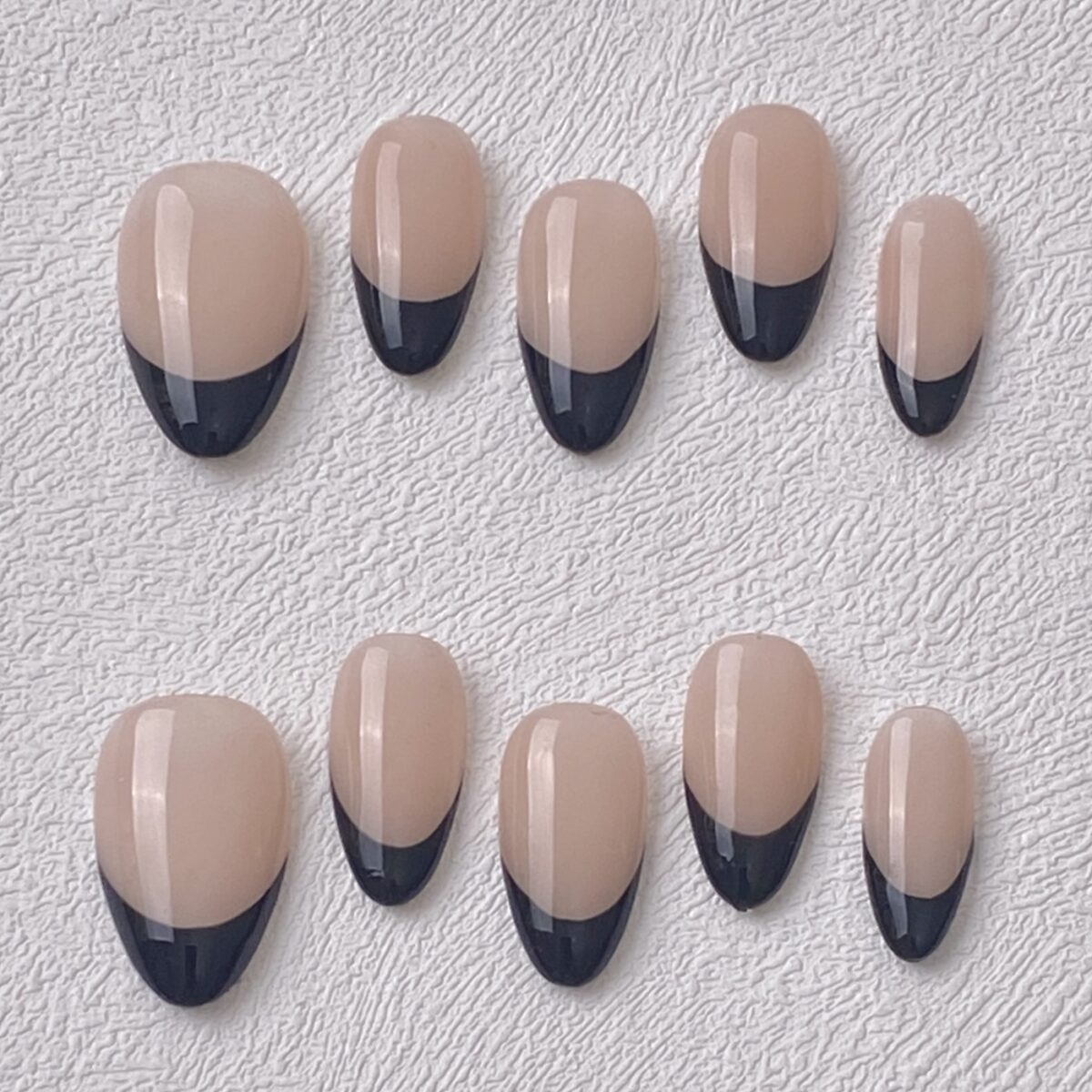Handmade Press on Nails Black French ManiTips
