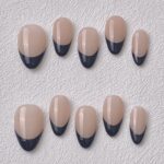 Handmade Press on Nails Black French ManiTips