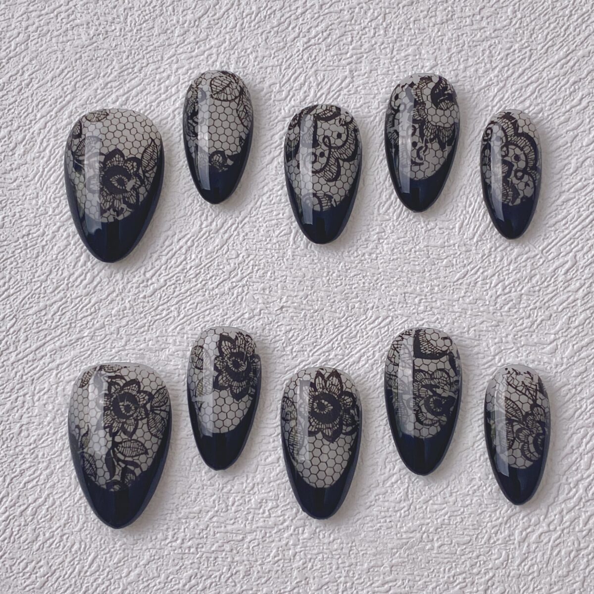 Handmade Press on Nails Black Lace ManiTips
