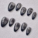 Handmade Press on Nails Black Lace ManiTips