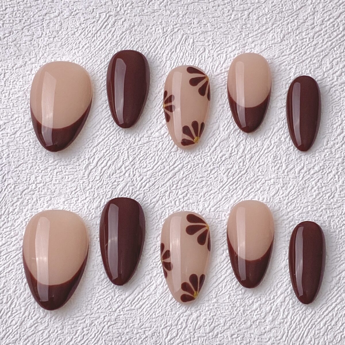 Handmade Press on Nails Brown Spring ManiTips