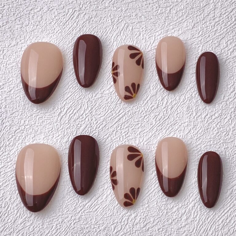 Handmade Press on Nails Brown Spring ManiTips