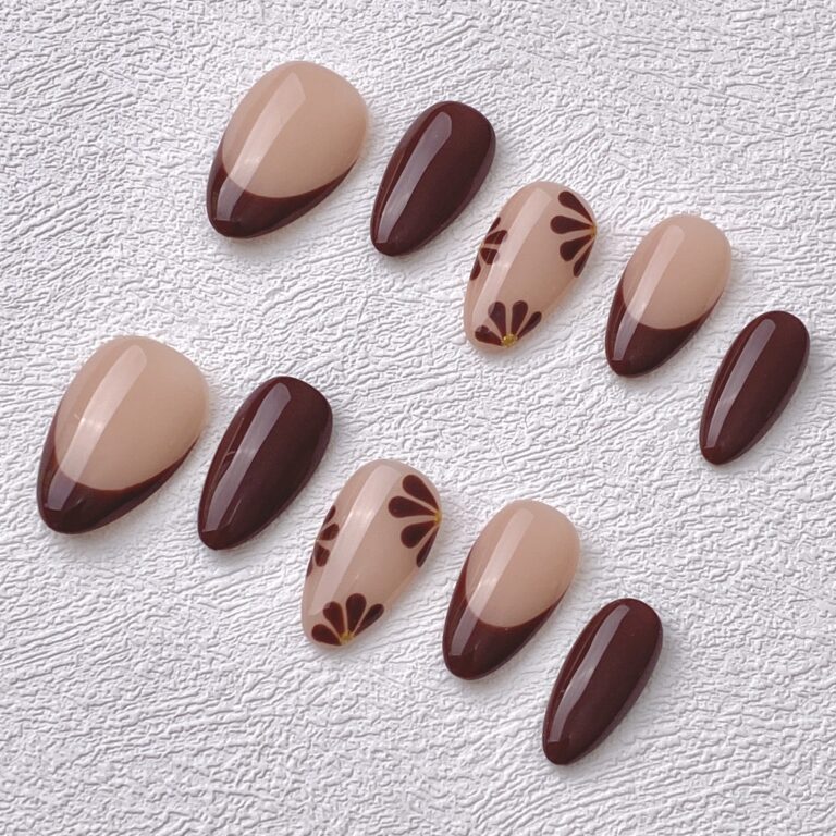 Handmade Press on Nails Brown Spring ManiTips