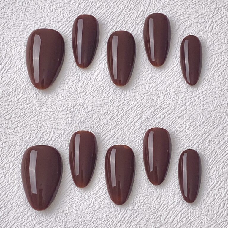 Handmade Press on Nails Chocolate Chocolate Short Almond ManiTips
