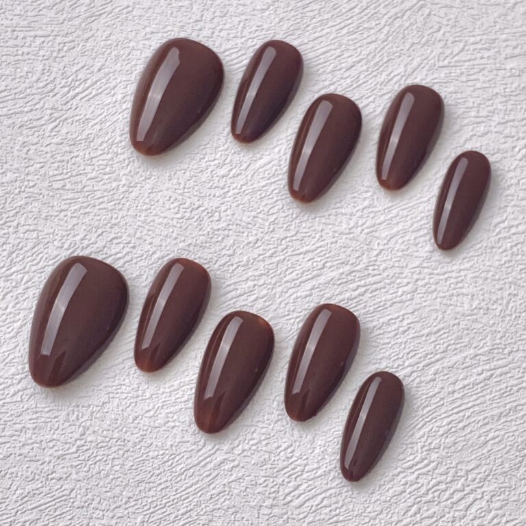 Handmade Press on Nails Chocolate Chocolate Short Almond ManiTips