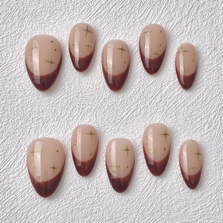 Handmade Press on Nails Chocolate Stars ManiTips