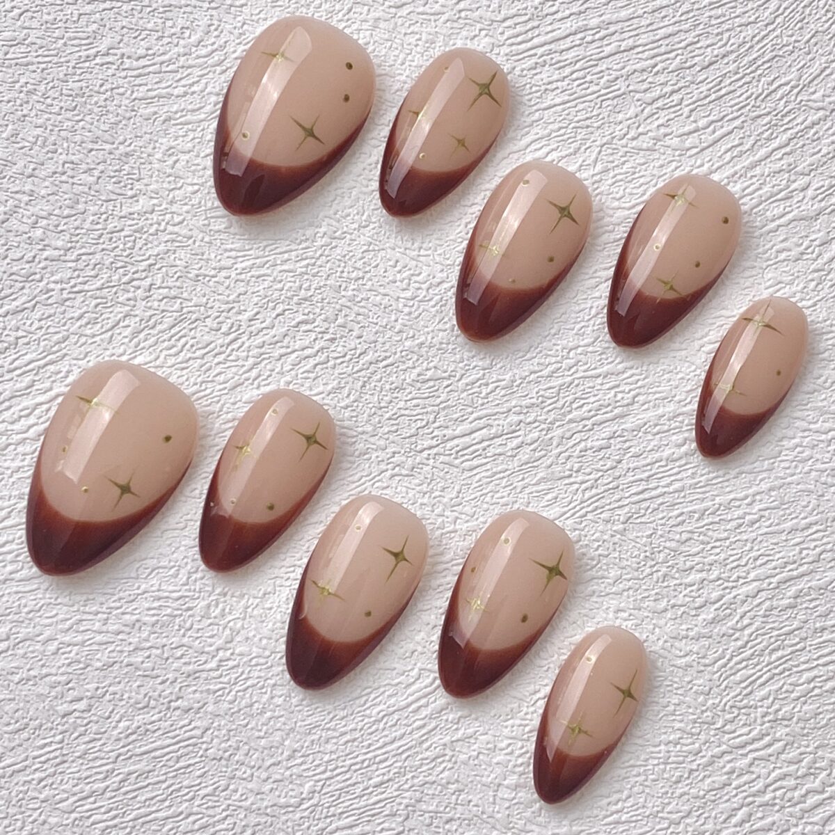 Handmade Press on Nails Chocolate Stars ManiTips