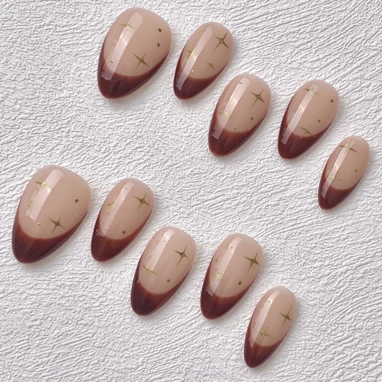 Handmade Press on Nails Chocolate Stars ManiTips