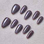 Handmade Press on Nails Chrome Chocolate Short Almond ManiTips