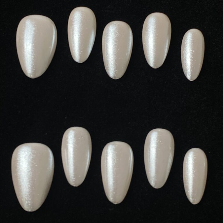 Handmade Press on Nails Chrome White ManiTips