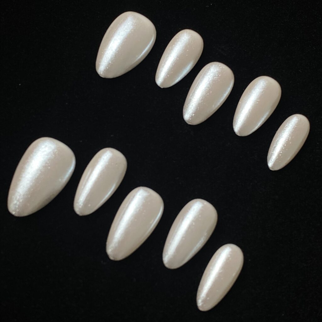 Handmade Press on Nails Chrome White Short Almond ManiTips