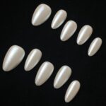 Handmade Press on Nails Chrome White Short Almond ManiTips