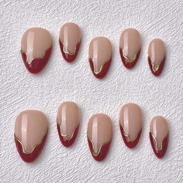 Handmade Press on Nails Curve French Red ManiTips