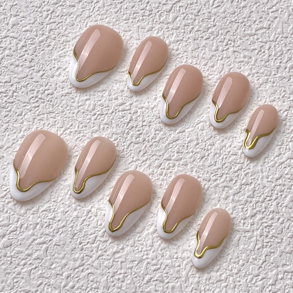 Handmade Press on Nails Curve French White Short Almond ManiTips