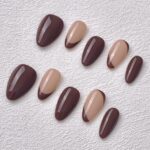 Handmade Press on Nails Double Chocolate Short Almond ManiTips