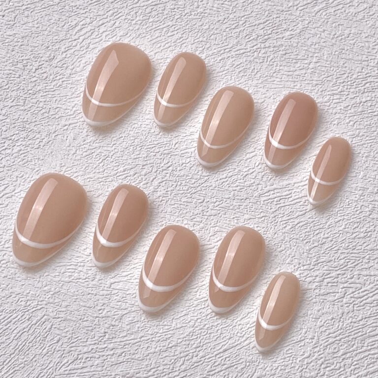 Handmade Press on Nails Double French White Short Almond ManiTips