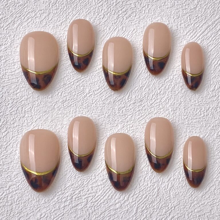 Handmade Press on Nails Gold Hawksbill ManiTips
