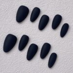Handmade Press on Nails Matte Black Short Almond ManiTips