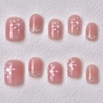 Handmade Press on Nails Pink Snow ManiTips