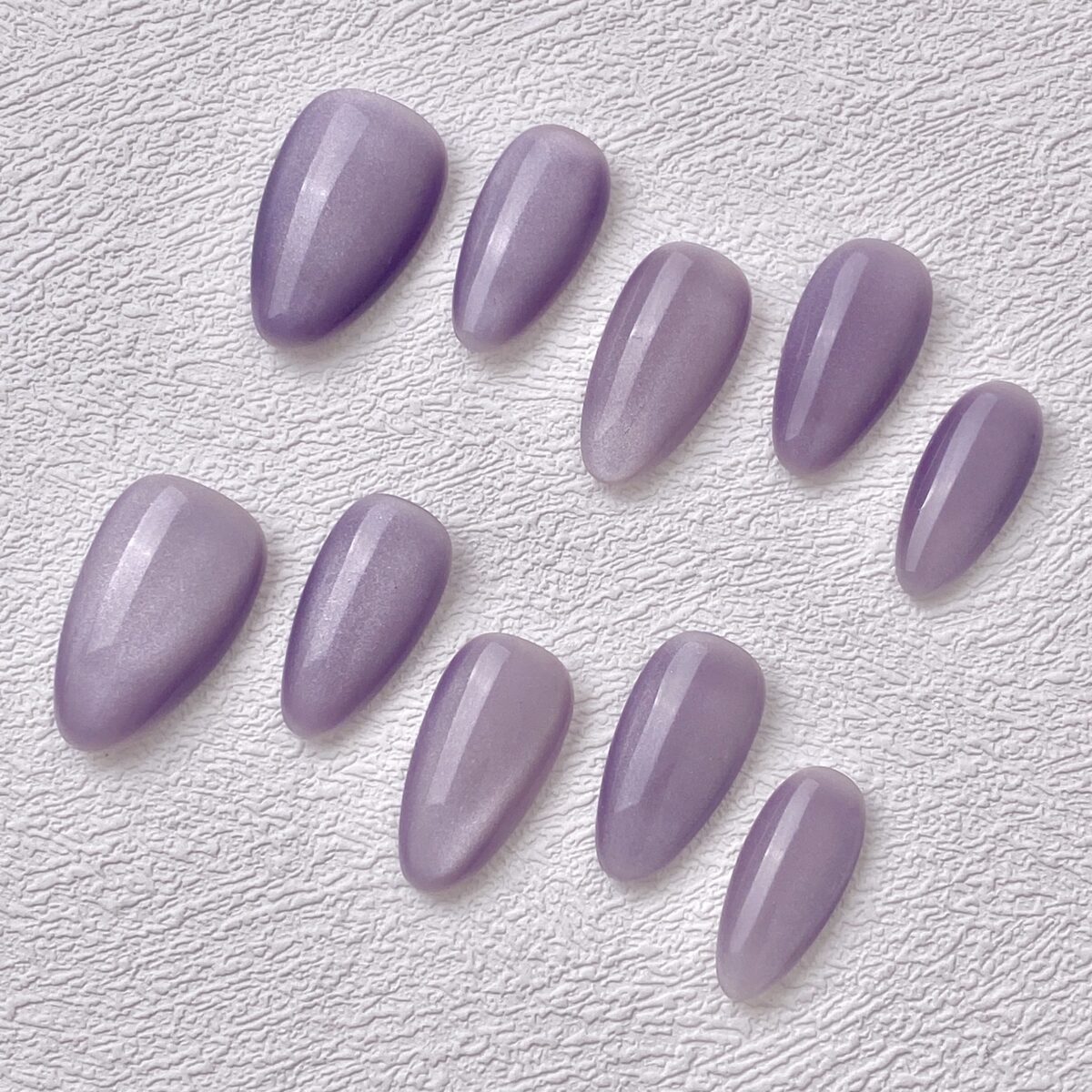 Handmade Press on Nails Purple Cat Eyes Short Almond ManiTips