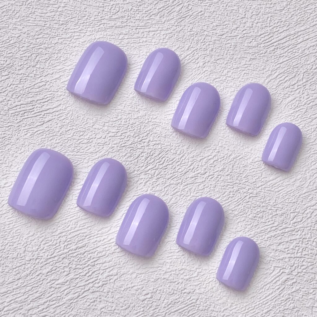 Handmade Press on Nails Purple Purple Short Square ManiTips