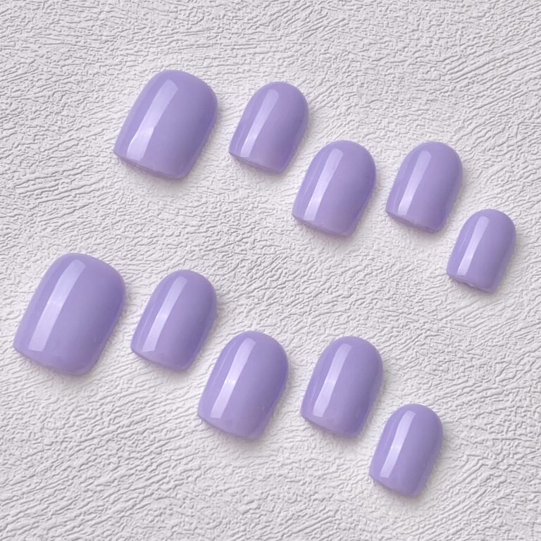 Handmade Press on Nails Purple Purple Short Square ManiTips
