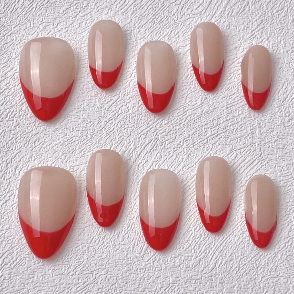 Handmade Press on Nails Red French ManiTips