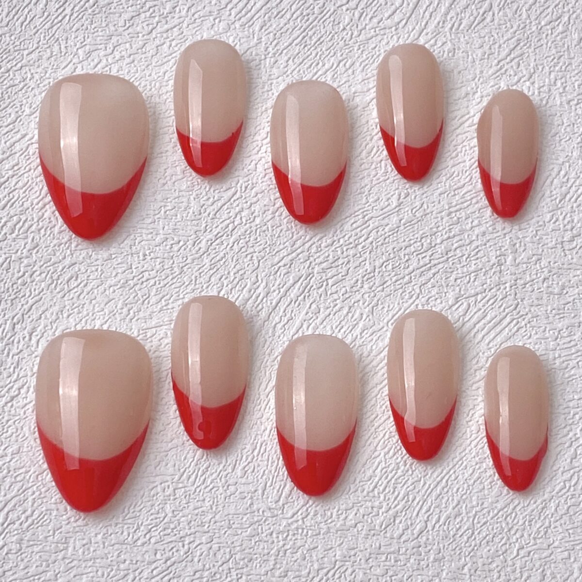 Handmade Press on Nails Red French ManiTips