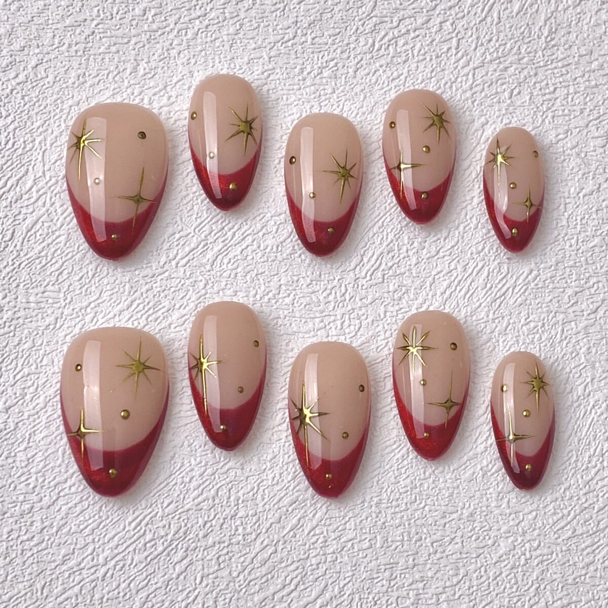 Handmade Press on Nails Red Stars ManiTips