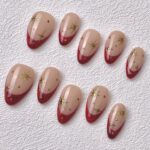 Handmade Press on Nails Red Stars Short Almond ManiTips