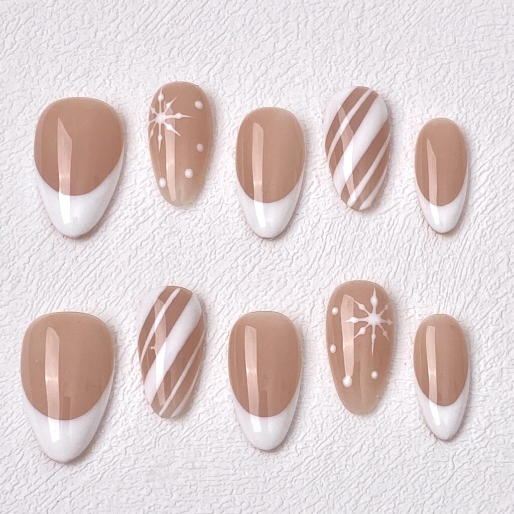 Handmade Press on Nails White Christmas ManiTips