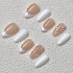 Handmade Press on Nails White Spring Short Almond ManiTips