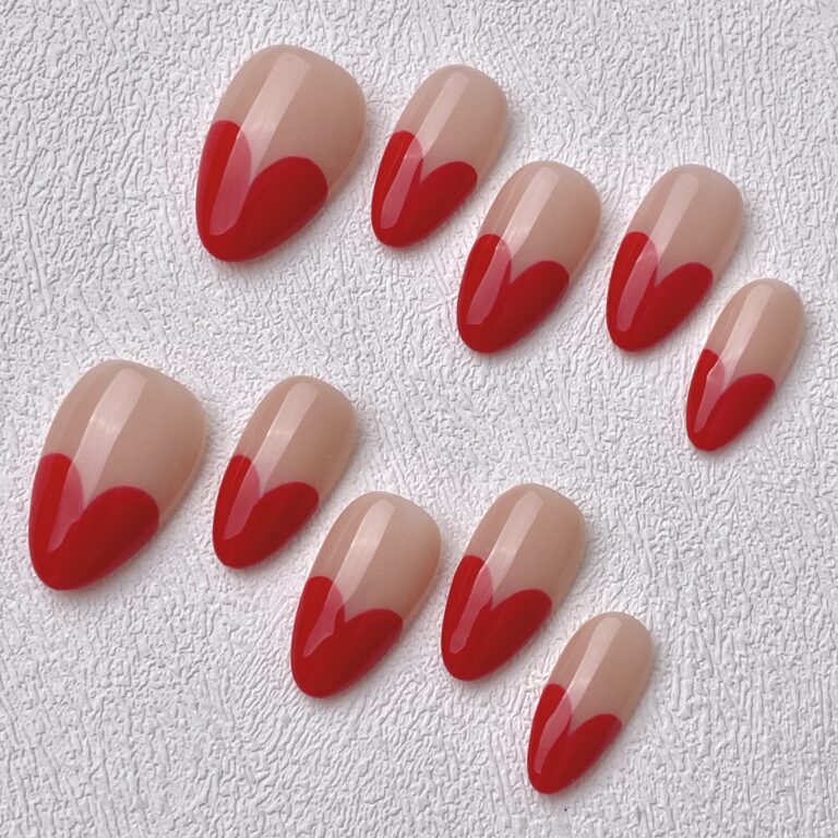 Handmade Press on Nails All Heart Short Almond Best Press on Nails Natural Fake Nails from MANITIPS
