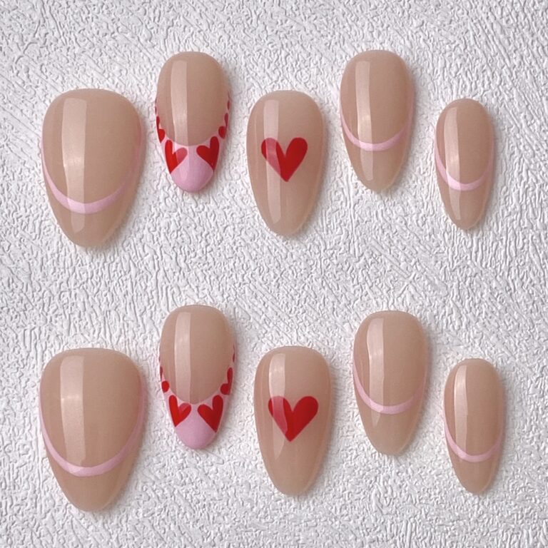 Handmade Press on Nails Candy Kiss Best Press on Nails Natural Fake Nails from MANITIPS
