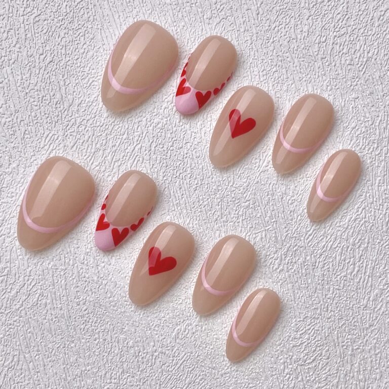 Handmade Press on Nails Candy Kiss Short Almond Best Press on Nails Natural Fake Nails from MANITIPS