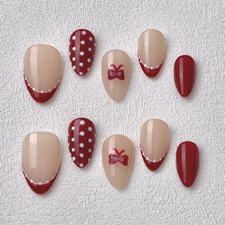 Handmade Press on Nails Miss Dots Best Press on Nails Natural Fake Nails from MANITIPS