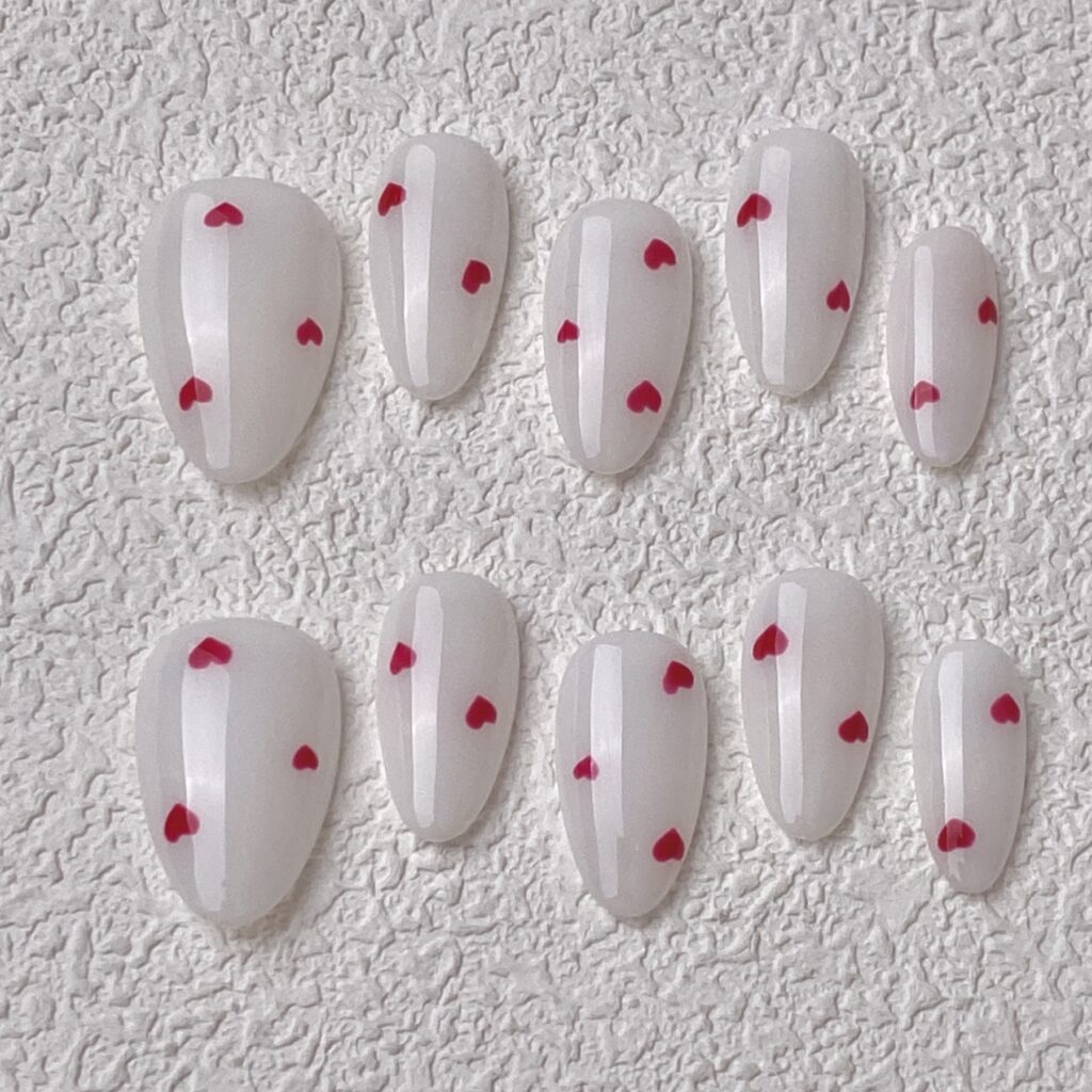Handmade Press on Nails Pure Heart Best Press on Nails Natural Fake Nails from MANITIPS