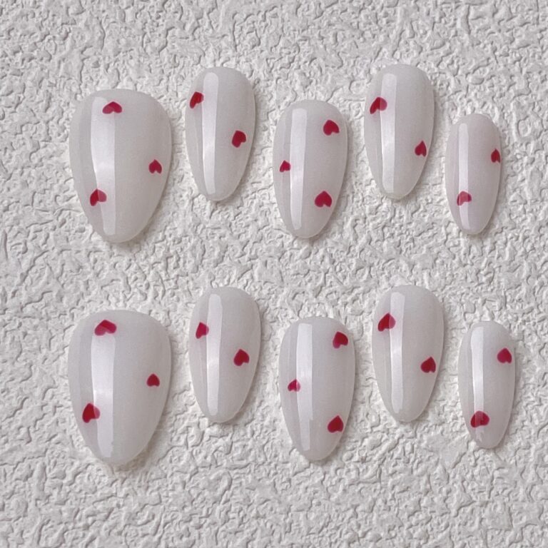 Handmade Press on Nails Pure Heart Best Press on Nails Natural Fake Nails from MANITIPS