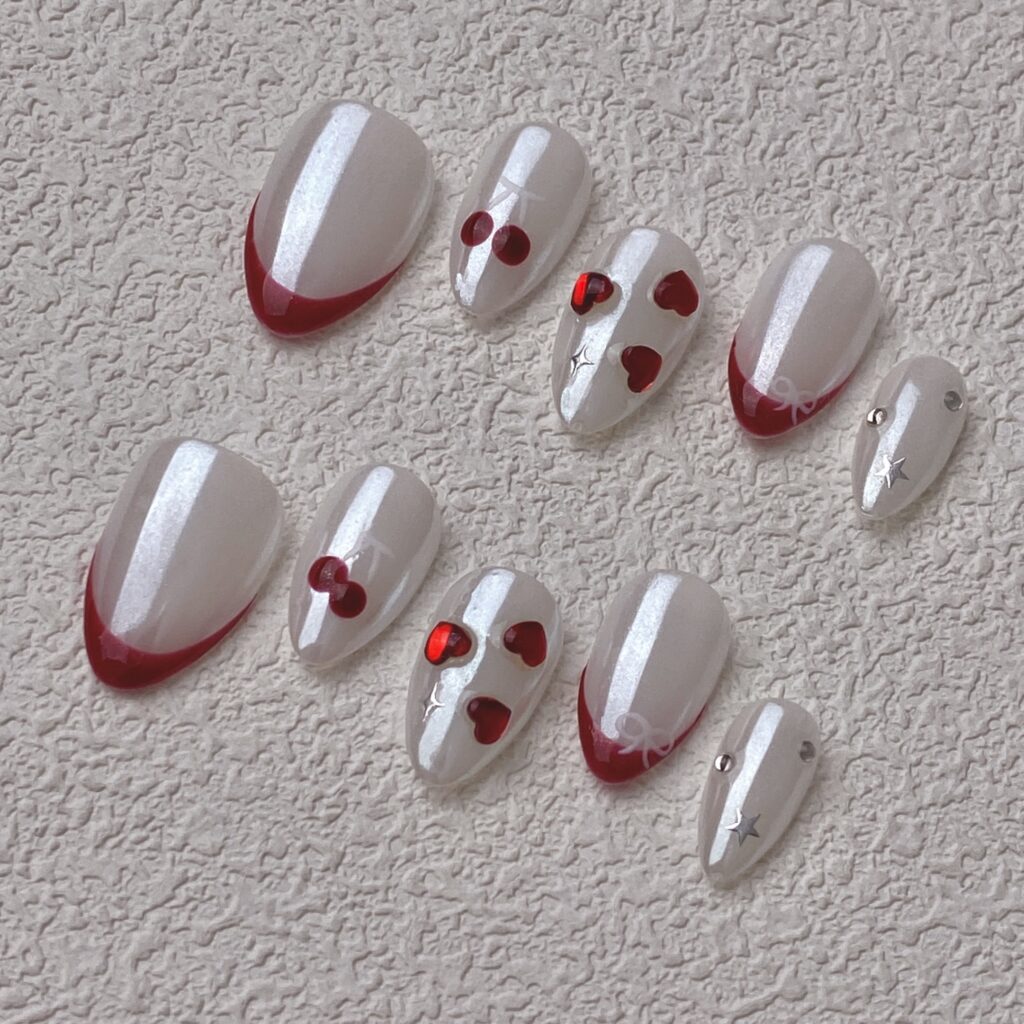 Handmade Press on Nails Pure Love Short Almond Best Press on Nails Natural Fake Nails from MANITIPS