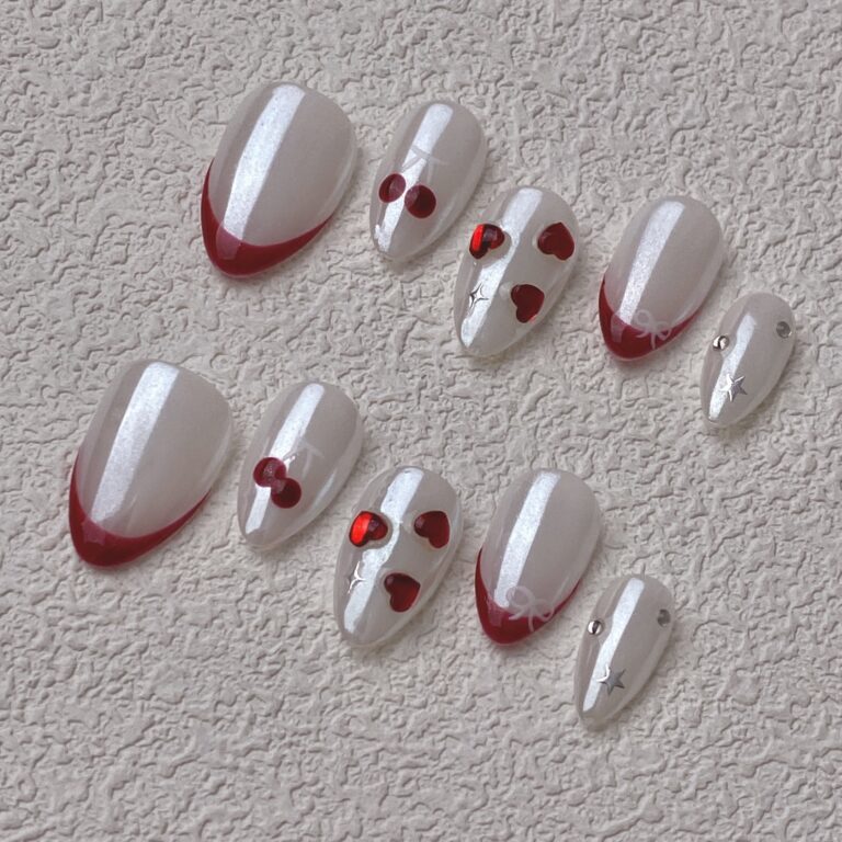 Handmade Press on Nails Pure Love Short Almond Best Press on Nails Natural Fake Nails from MANITIPS