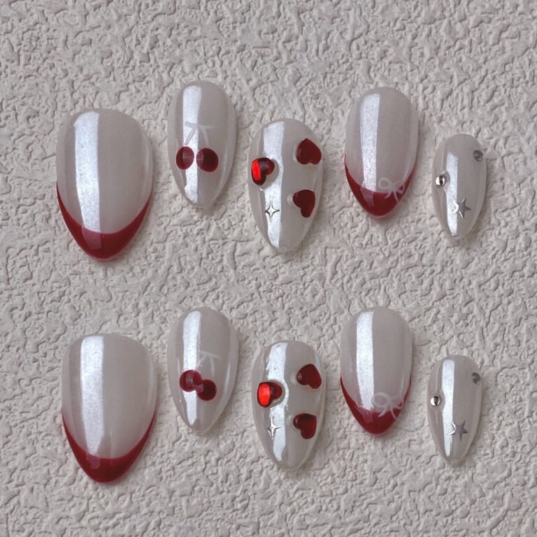Handmade Press on Nails Pure Love Best Press on Nails Natural Fake Nails from MANITIPS