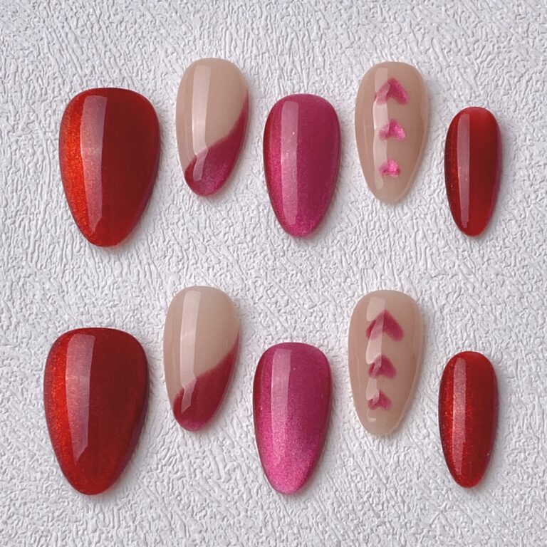 Handmade Press on Nails Rosy Whispers Best Press on Nails Natural Fake Nails from MANITIPS