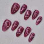 Handmade Press on Nails Sparkle Heart Short Almond Best Press on Nails Natural Fake Nails from MANITIPS