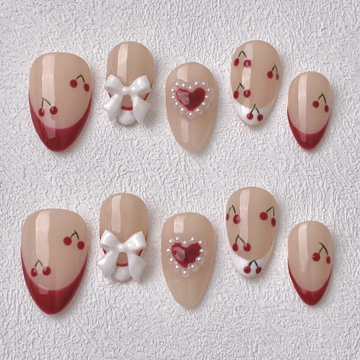 Handmade Press on Nails Sweet Heart Best Press on Nails Natural Fake Nails from MANITIPS